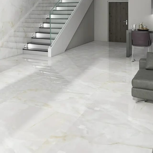 Bodenfliese Feinsteinzeug Bianco Christal 120 x 120 cm weiß