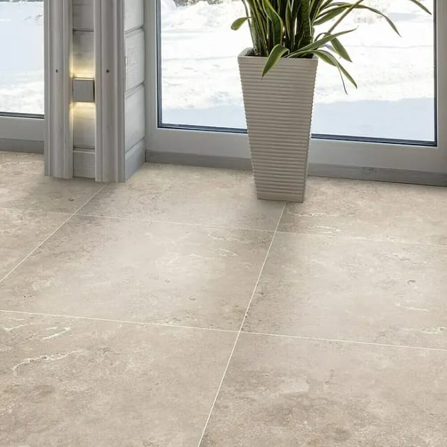 Bodenfliese Feinsteinzeug Travertino 60 x 60 cm crema