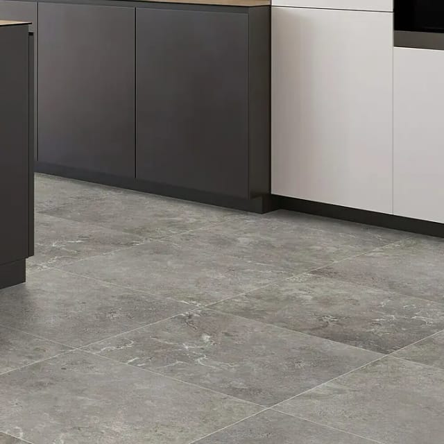 Bodenfliese Feinsteinzeug Travertino 30 x 60 cm grau