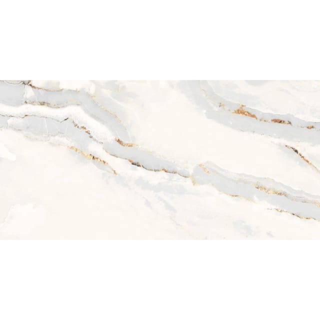 Bodenfliese Feinsteinzeug Alabaster Cleo Light 30 x 60 cm weiß/gold