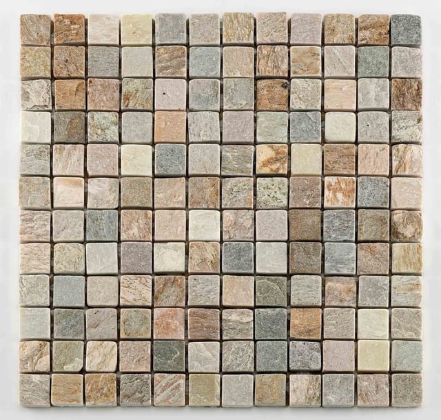 Mosaikfliese Quarzit 30 x 30 cm grau-beige Steinmaß: ca. 2,3 x 2,3 cm