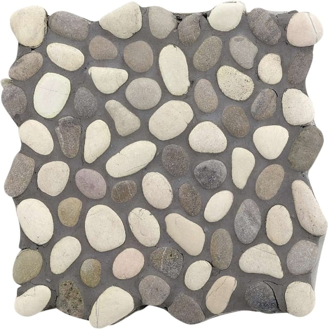 Mosaikfliese Flusskiesel 30 x 30 cm grau-weiß