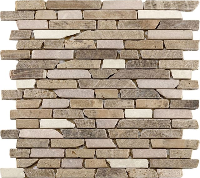 Mosaikfliese Marmor Stäbchen 30 x 30 cm rot-beige