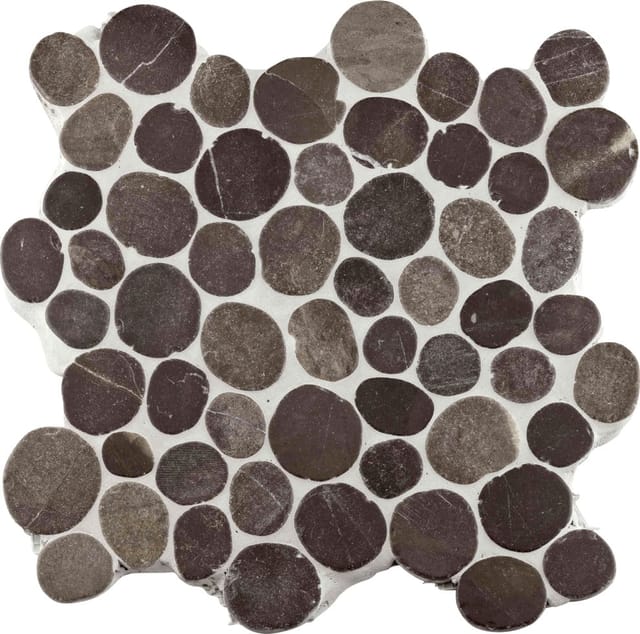 Mosaikfliese Marmor Kiesel 30 x 30 cm grau