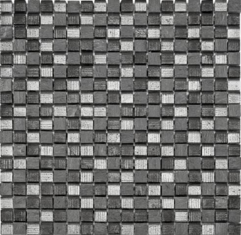 Mosaikfliese Glas-Naturstein 30 x 30 cm grau Steinmaß: ca. 1,5 x 1,5 cm