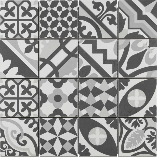 Mosaikfliese Harmony 32 x 32 cm schwarz-weiß Steinmaß: ca. 7,7 x 7,7 cm