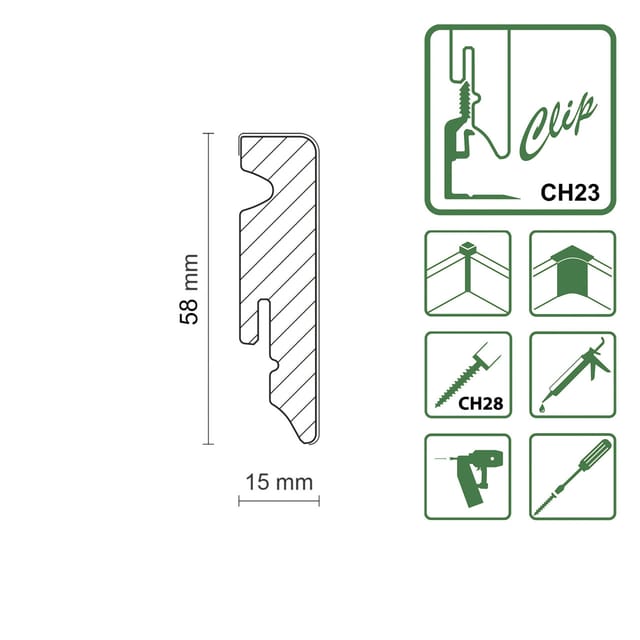 Neuhofer Fußleiste 240 cm x 58 x 19 mm weiß