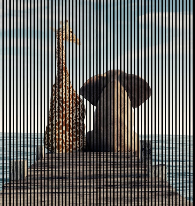 Neuhofer Akustikpaneele Elefant und Giraffe 240 x 225,3 x 1,9 cm