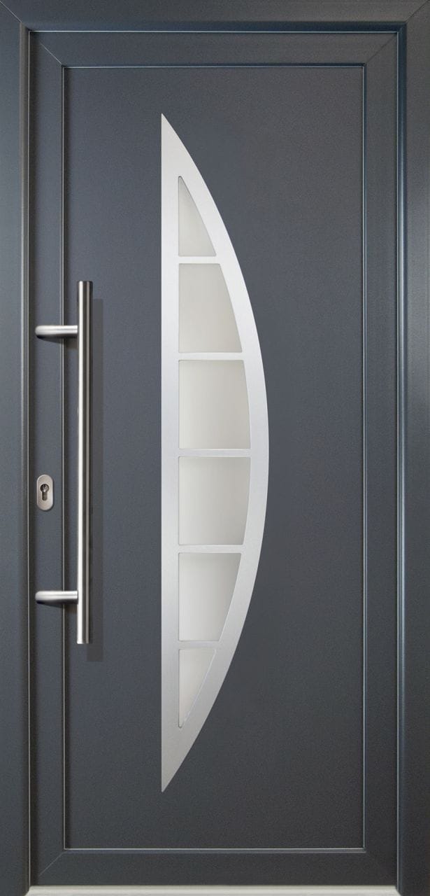 Meeth Haustür Signum PVC Exclusiv PVC Modell 28 108 x 208 cm, DIN links, weiß/titan