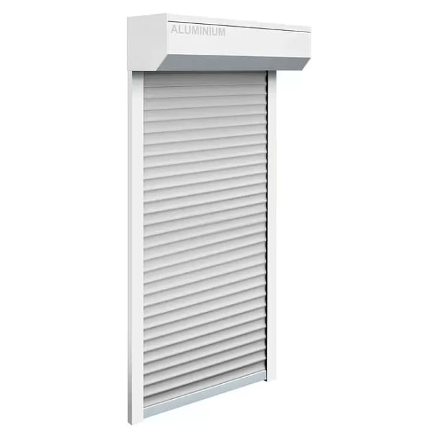 Schellenberg Vorbaurollladen-Set, 105 x 210 cm, 45°-Rollladenkasten, weiß/grau