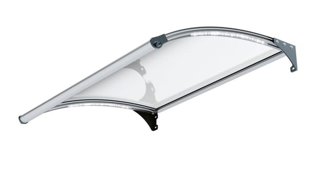 Primaster Vordach Marseille silber 150 x 100 cm mit Polycarbonat-Abdeckung und LED