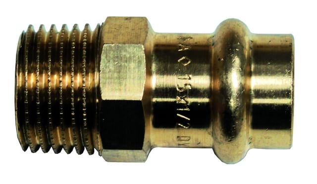 Cornat Press-Übergangs-Nippel Rotguss, ø 15 mm, 1/2 AG