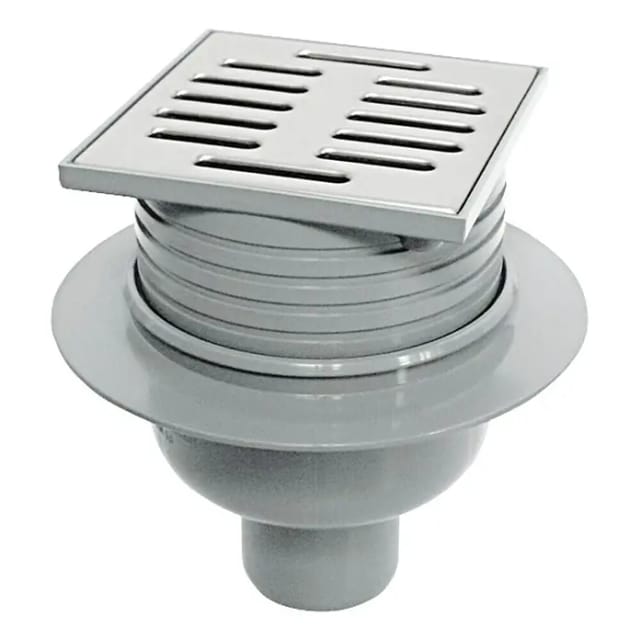 ACO Balkon/Terrassenablauf 100 x 100 mm DN 50, grau, Ablauf senkrecht