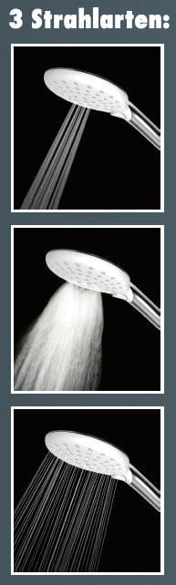 Primaster Handbrause 3 Strahlarten Water Flow quadratisch weiß wassersparend