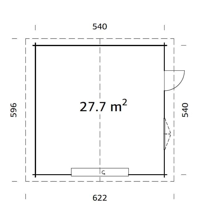 Palmako Fertiggarage Roger 540 x 540 cm mit Sektionaltor naturbelassen