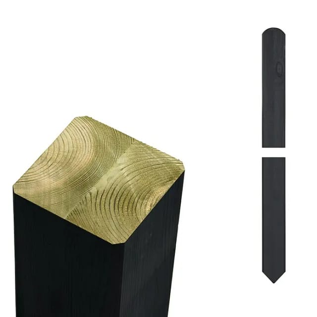 Plus Leimholzpfosten 208 cm 70 x 70 mm schwarz Kopf gespitzt