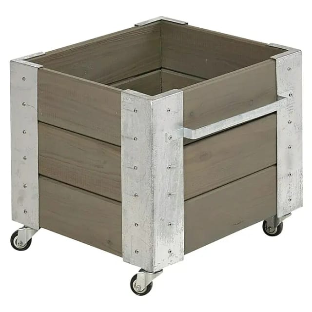 Plus Blumenkasten Cubic 47 x 50 x 47 cm graubraun mit Räder