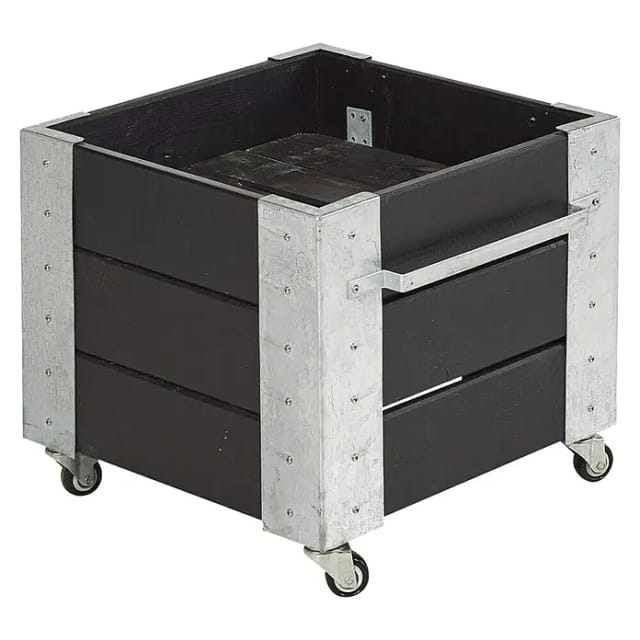 Plus Blumenkasten Cubic 47 x 50 x 47 cm schwarz mit Räder