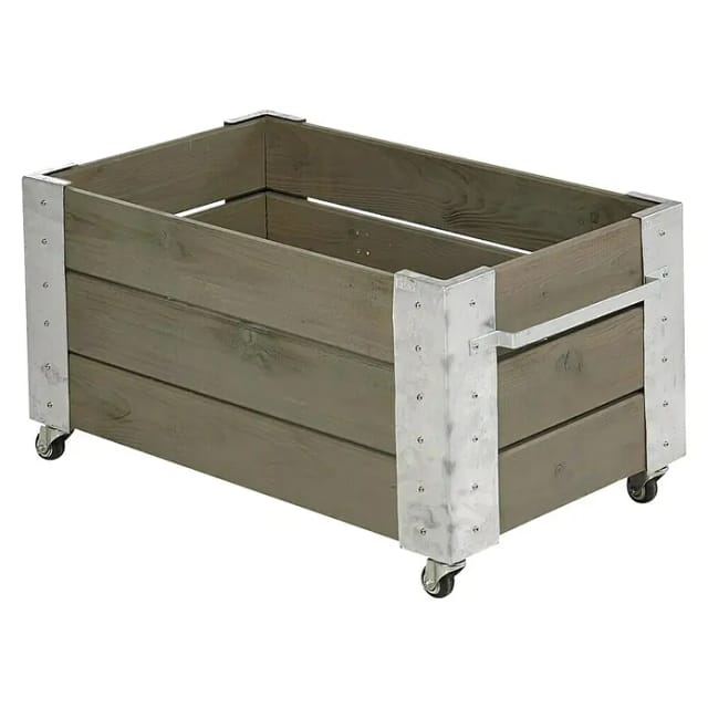 Plus Blumenkasten Cubic 87 x 50 x 47 cm graubraun mit Räder