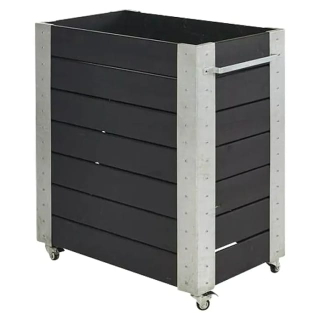 Plus Blumenkasten Cubic 87 x 50 x 95 cm schwarz mit Räder