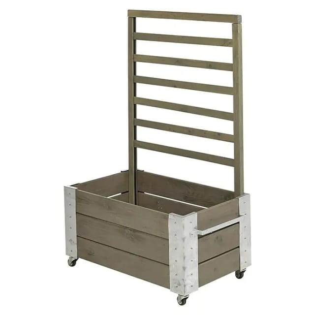 Plus Blumenkasten Cubic 87 x 50 x 130 cm graubraun mit Räder