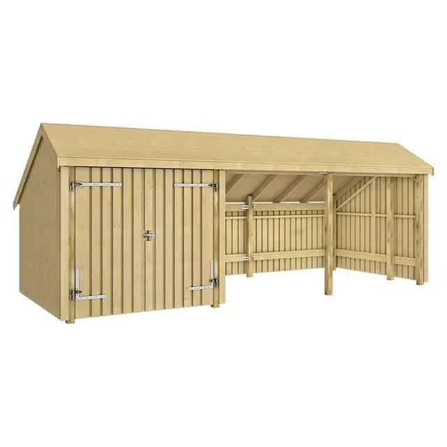 Plus Gartenhaus Multi 3 Module 645 x 455 cm natur mit Doppeltür