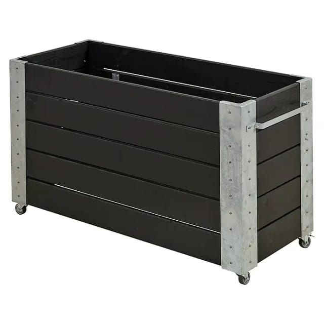 Plus Blumenkasten Cubic mit Räder Druckimprägniert RAL 9005 Schwarz
