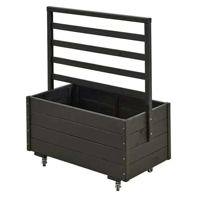 Plus Pflanzkasten mit Spalier und Rädern RAL 9005 Schwarz