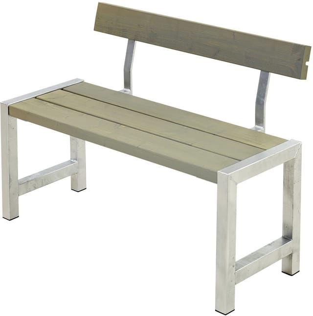 Plus Cafebank mit Rücklehne 127x50x75/45 cm Druckimpräg. RAL 7023 Graubraun