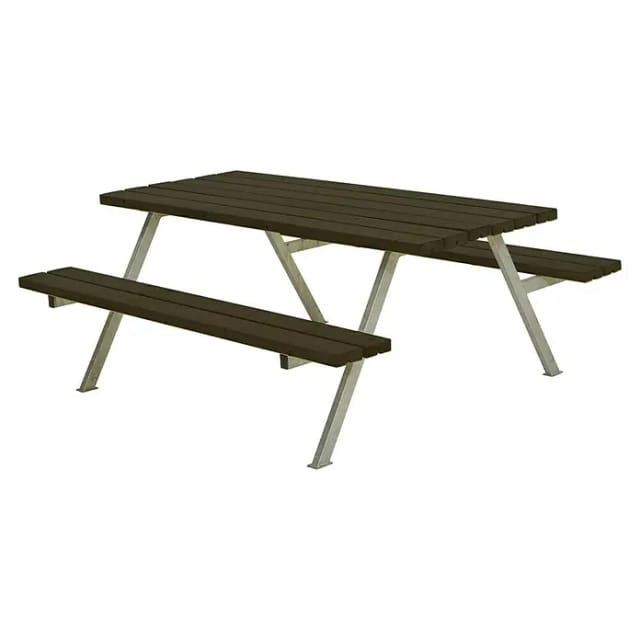 Plus Picknicktisch Alpha Stahl-Holz 177 x 185 x 73 cm schwarz