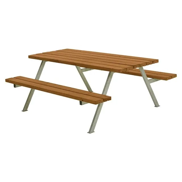 Plus Picknicktisch Alpha Stahl-Holz 177 x 185 x 73 cm teak