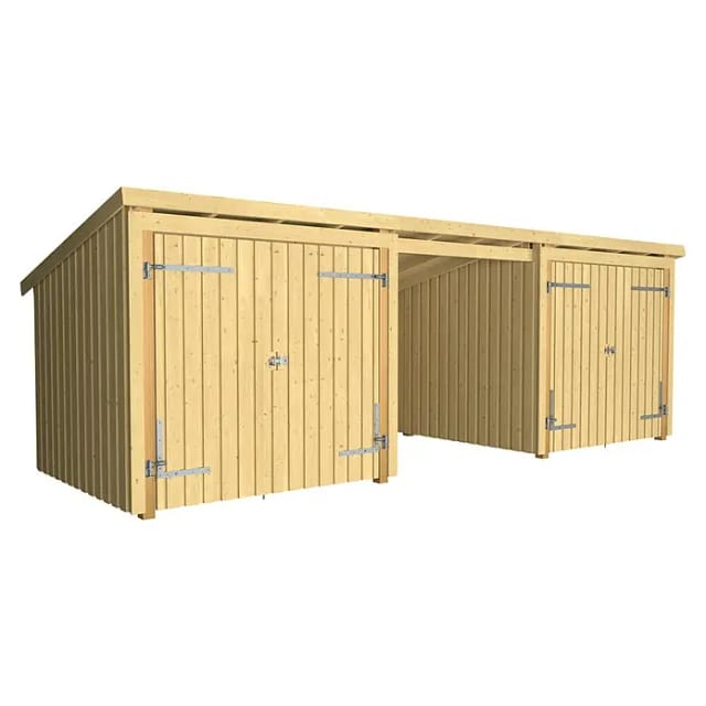 Plus Gartenhaus Nordic Multi 619 x 208 cm natur mit 2 Doppeltüren, offen