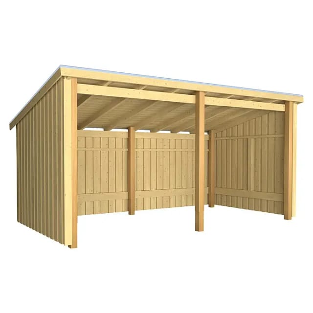 Plus Gartenhaus Nordic Multi 416 x 208 cm natur offen mit Dachpappe