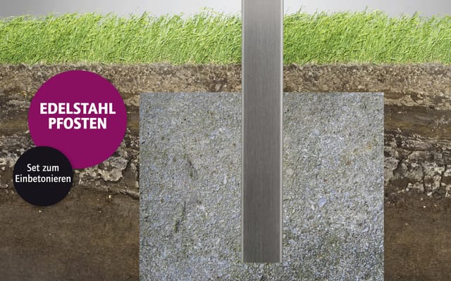 Ambiente Anfangspfosten-Set zum EINBETONIEREN 157 cm 6 x 6 cm Edelstahl V2A