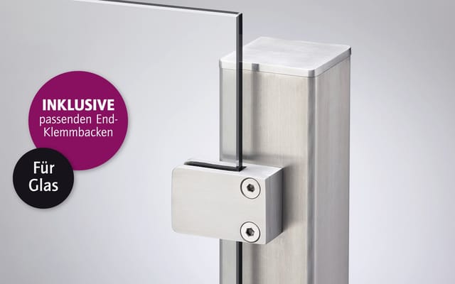 Ambiente Endpfosten-Set zum EINBETONIEREN 157 cm, 60 x 60 mm, Edelstahl