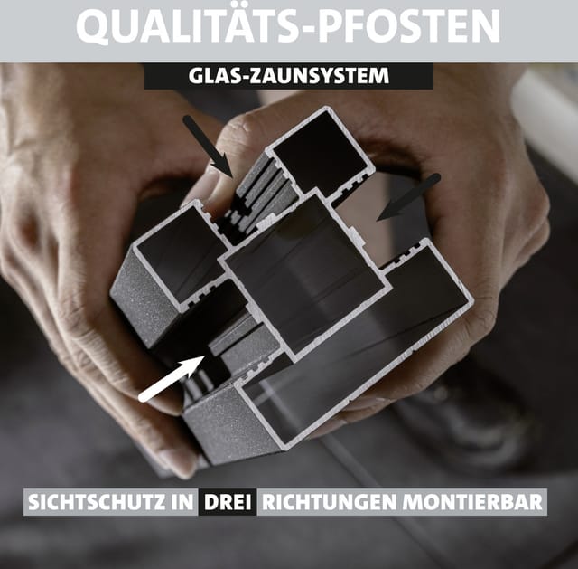 Ambiente Glaszaun Erweiterungsset Klarglas 187 x 124,2 cm mit Motivdruck grau