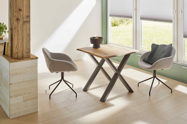 Tischplatte Eiche massiv 80 x 80 cm 26 mm mit natürlicher Kante