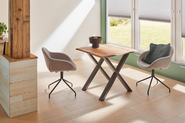 Tischplatte Eiche massiv 90 x 90 cm 38 mm mit natürlicher Kante