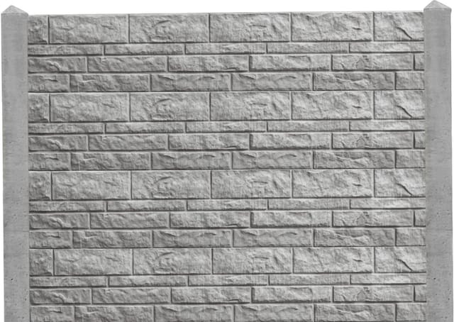 Betonzaun Erweiterungsset Fels S-Motiv mit Eckpfosten 154 cm