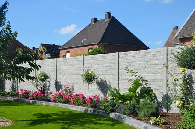 Betonzaun Erweiterungsset Fels S-Motiv mit Eckpfosten 193 cm