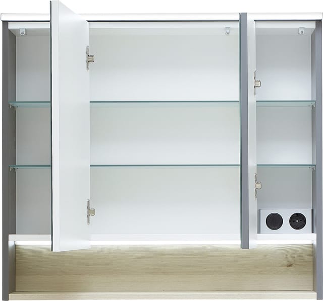 Pelipal Spiegelschrank Quickset 25-II LED-Kranzbeleuchtung Quarzgrau 80 cm