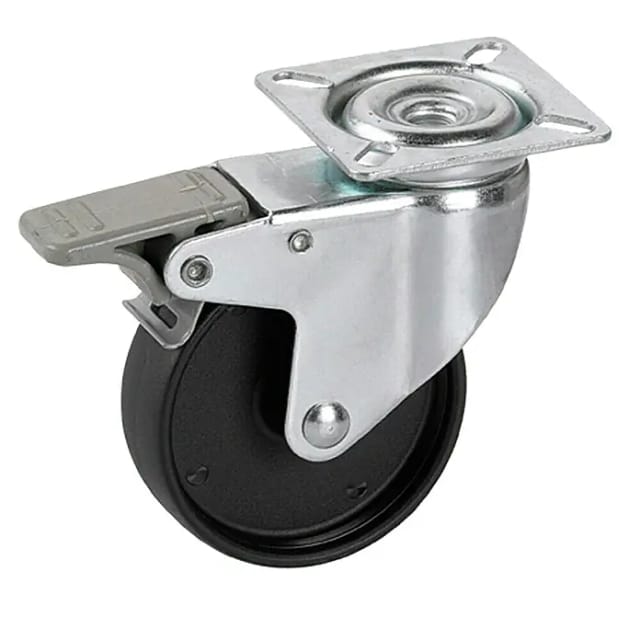 Apparate-Lenkrolle mit Totalfeststeller 50 x 19 mm für unempfindliche Böden Tragkr. 35 kg