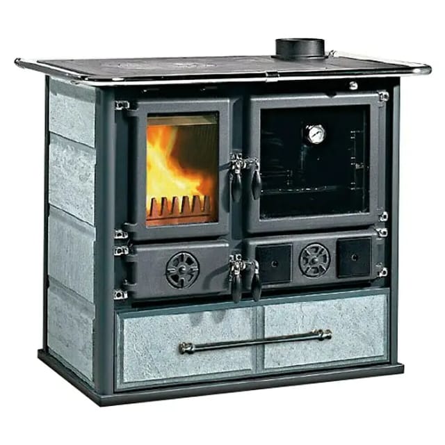 La Nordica-Extraflame® Holzherd »Rosa«, Naturstein, 6,5 kW, Dauerbrand geeignet - grau