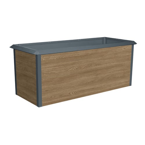Hochbeet, mit Schneckenschutz, BxHxT: 193 x 76 x 83 cm, Metall, Holzoptik - braun