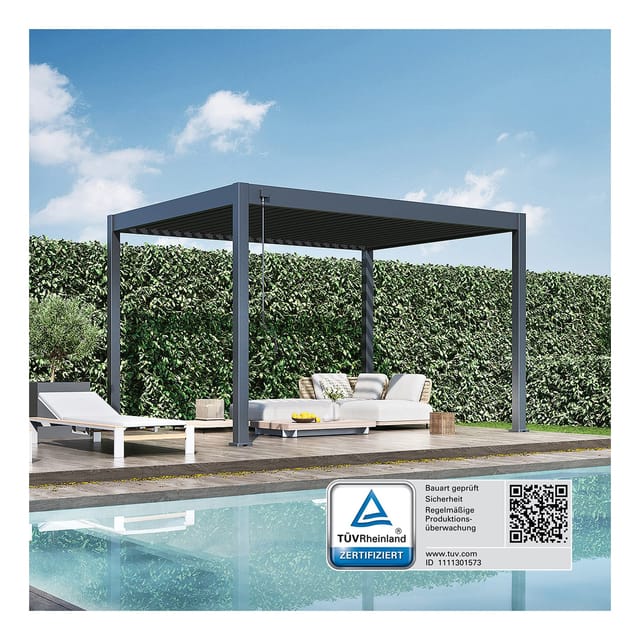 Weide Classic Alu-Stahl Pavillon 3 x 4 M Anthrazit Pergola Freistehend