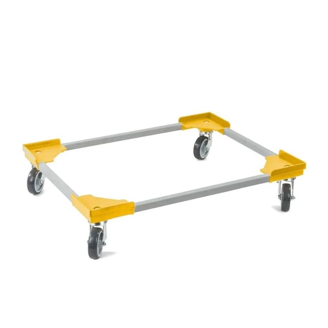 PROREGAL SparSet 12x Profi-Flex Transportroller für Euroboxen 80 x 60 cm mit Gummiräder Gelb 4 Lenkrollen Traglast 300 kg