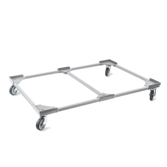 PROREGAL SparSet 12x Profi-Flex Transportroller für Euroboxen 120 x 80 cm mit Gummiräder Grau unterteilt 4 Lenkrollen Traglast 300 kg