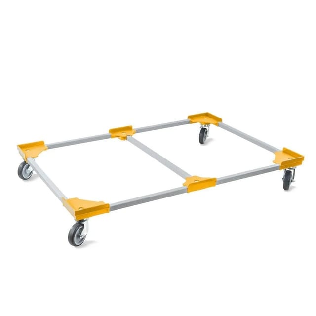 PROREGAL SparSet 12x Profi-Flex Transportroller für Euroboxen 120 x 80 cm mit Gummiräder Gelb unterteilt 4 Lenkrollen Traglast 300 kg