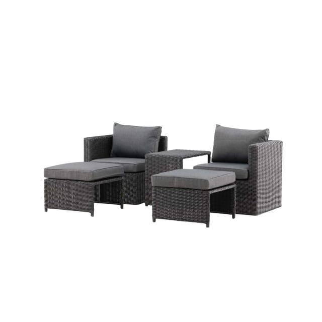 ebuy24 Quad Lounge-Set 5 Teile Schwarz