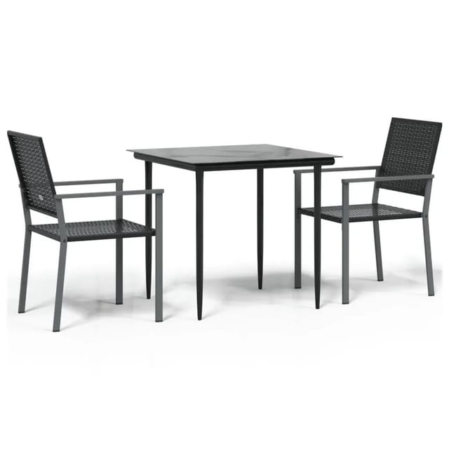 vidaXL 3-Tlg Garten-Essgruppe Poly Rattan und Stahl 3187003